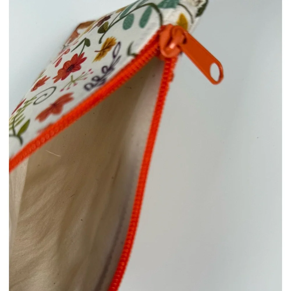 Handmade Wristlet Zipper Pouch Purse Clutch Lightweight‎ Strap New Flowers Fall